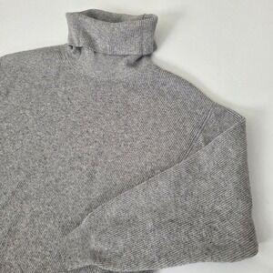 Free People Women's‎ Gray Ribbed Knit Tunic Turtleneck Pullover Sweater Size M